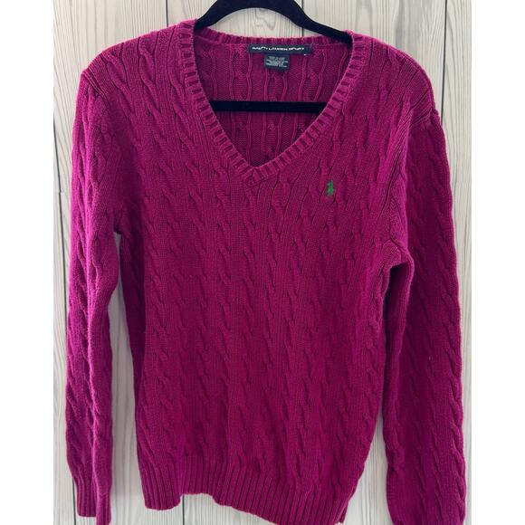 Lauren by Ralph Lauren Sweaters - Polo Ralph Lauren Cable Knit Jumper Womens XL Pink Cotton Sweater